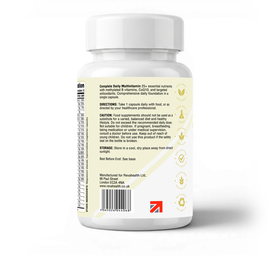 RevaHealth Complete Daily Multivitamin supplement bottle, product photograph 3