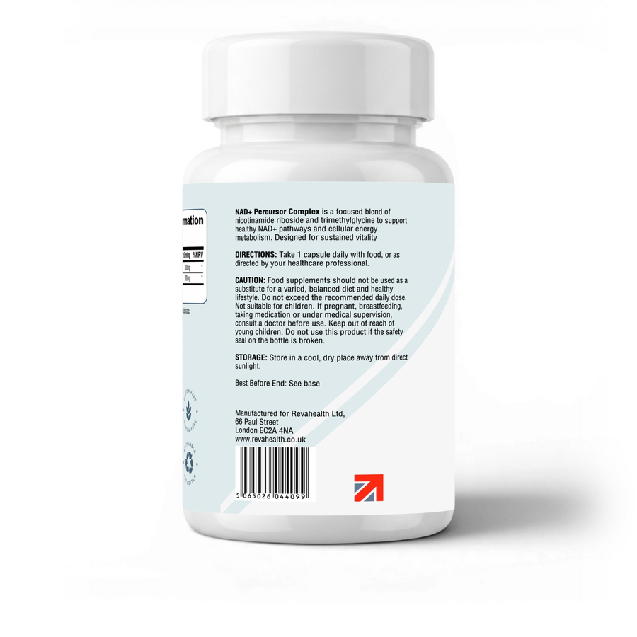 RevaHealth NAD+ Precursor Complex supplement bottle, product photograph 3