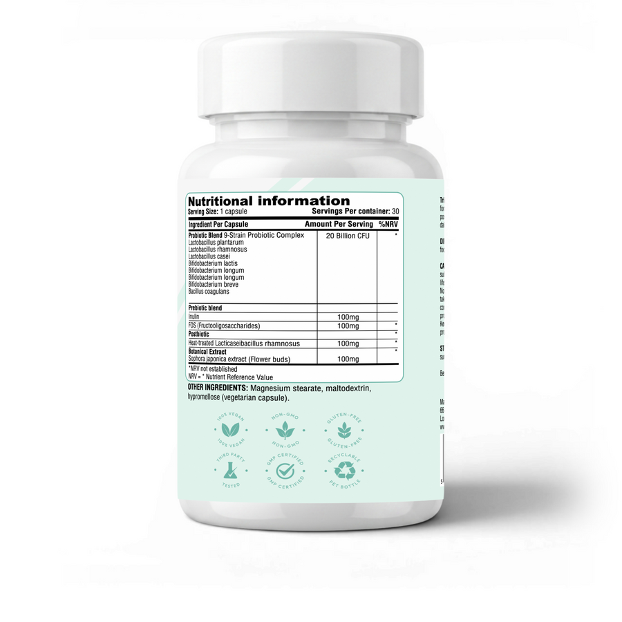 RevaHealth Triple Biotic Complex supplement bottle, product photograph 2