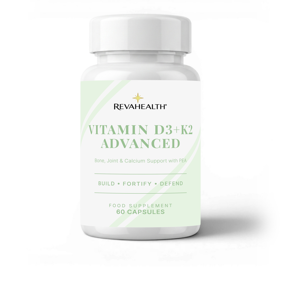 RevaHealth Vitamin D3+K2 Advanced supplement bottle, product photograph 1