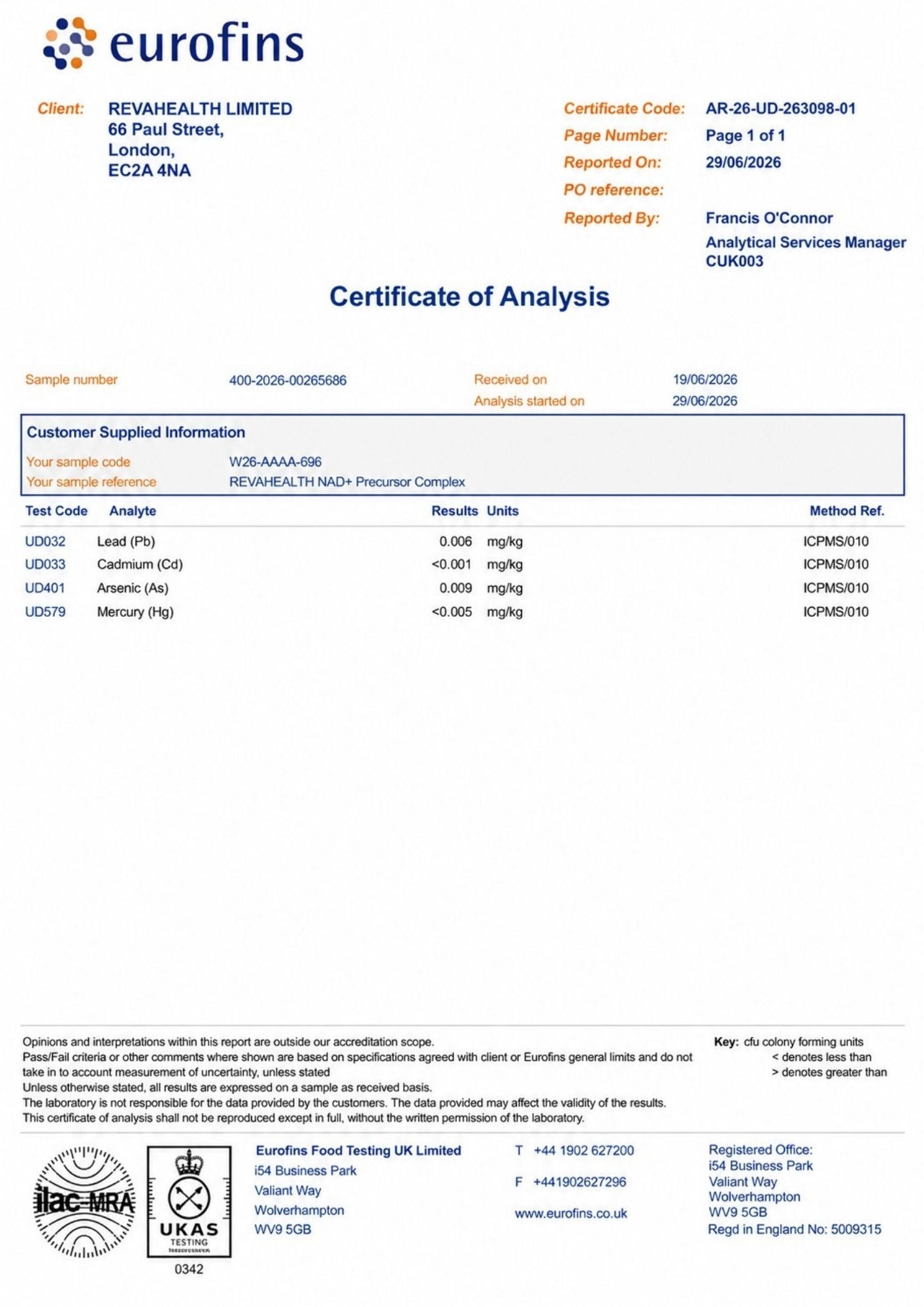 RevaHealth NAD+ Precursor Complex