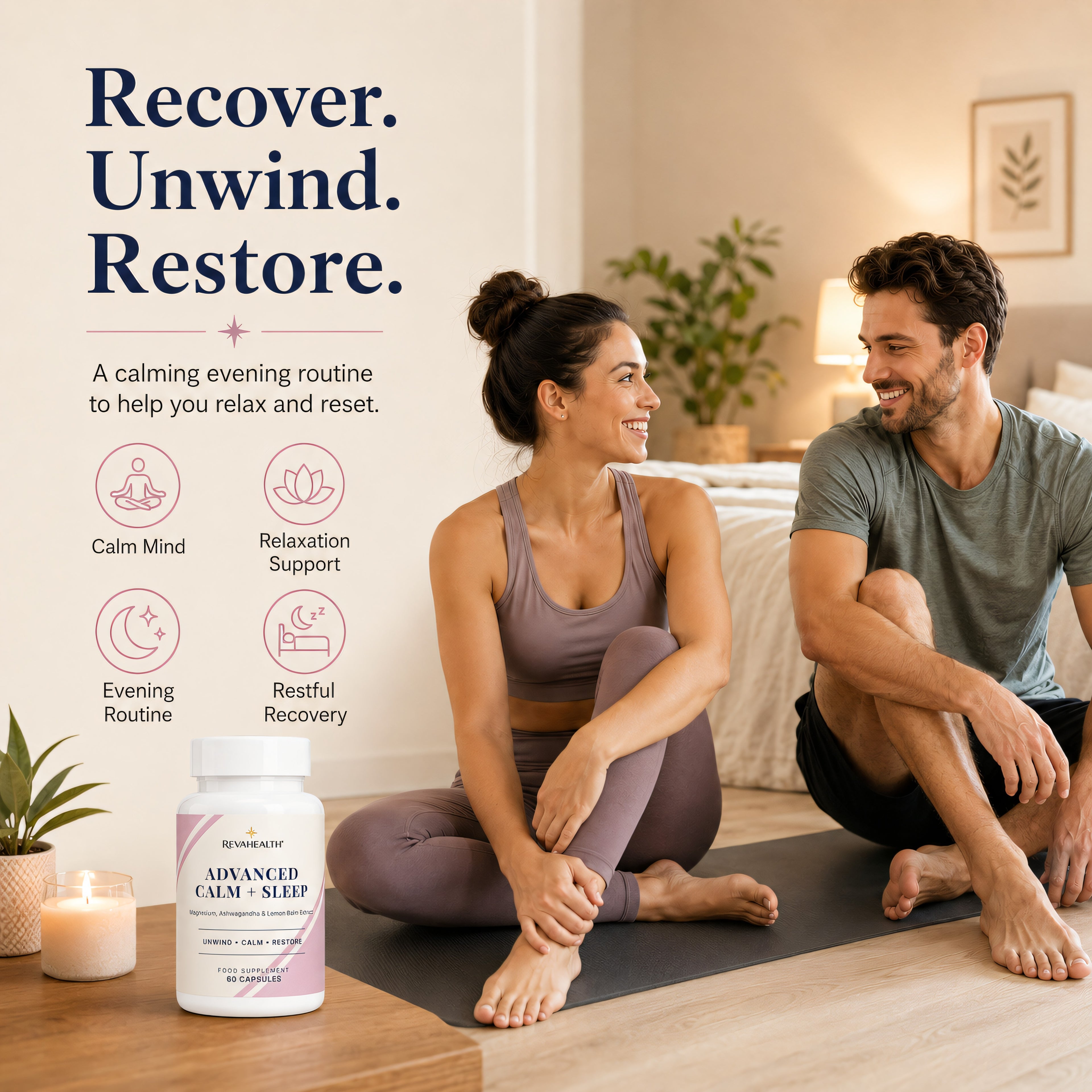 RevaHealth Advanced Calm + Sleep shown in an everyday lifestyle setting