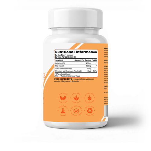 RevaHealth Berberine GlucoBalance Complex supplement bottle, product photograph 2