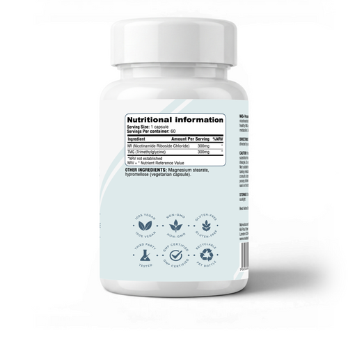 RevaHealth NAD+ Precursor Complex supplement bottle, product photograph 2